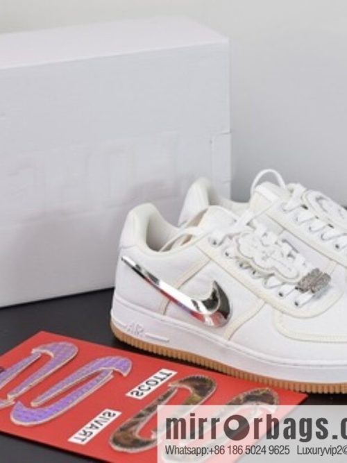 Travis Scott x Nike Air Force 1 AF 100 Nike Air Force One, all white 3M reflective velcro casual sports shoes AQ4211-101