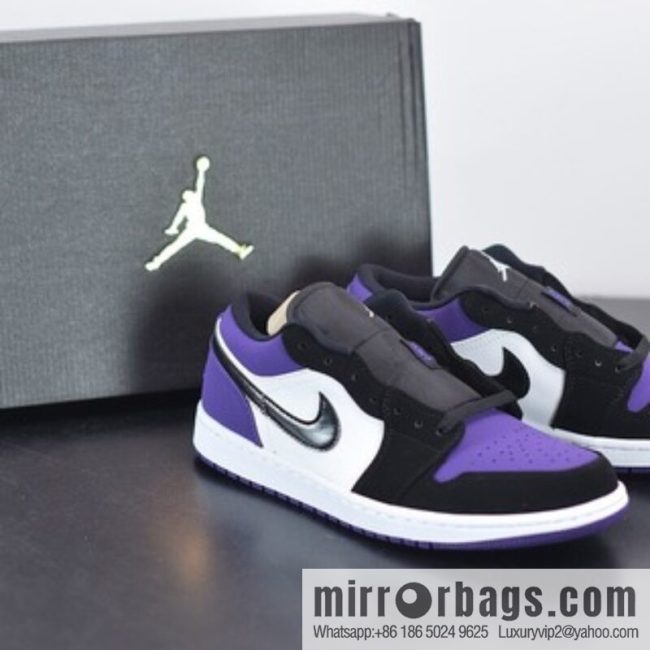 D09D3 tested version aj1 Low black purple low help casual sneakers 553558-125