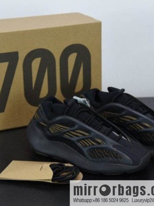 Top pure original YEEZY BOOST 700V3 \"Eremiel\" black and yellow Vintage dad shoes, item number: GY0189
