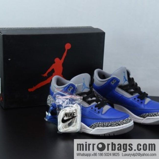 AJ3 black and blue cement, lychee pattern Air Jordan 3 Retro \"Blue Cement\" sneakers Item number: CT8532-400