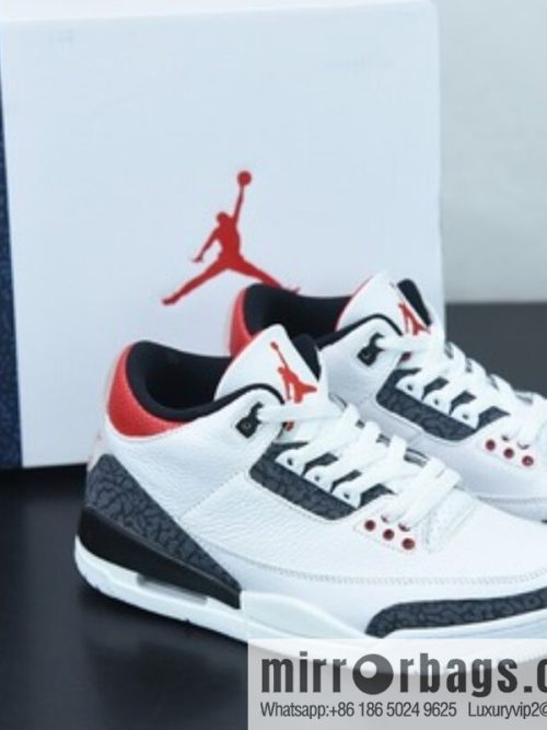 Air Jordan 3 SE DNM \"Fire Red\" AJ3 Joe 3 flame red, denim color matching sneakers middle help basketball shoes