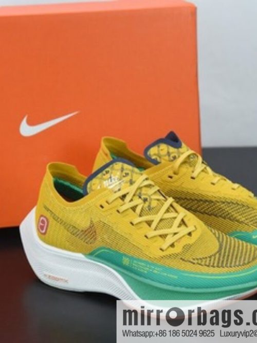 Nk ZoomX Vaporfly NEXT% 2 marathon knit breathable sports shoes, yellow-green, item number: DJ5182 -700
