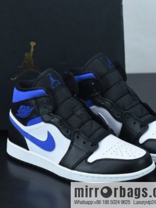 Air Jordan 1 Mid \"White Royal\" Royal Blue AJ1 Joe 1 medium culture basketball shoes, item number: 554724 140