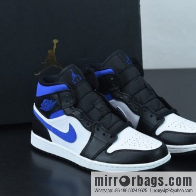 Air Jordan 1 Mid \"White Royal\" Royal Blue AJ1 Joe 1 medium culture basketball shoes, item number: 554724 140