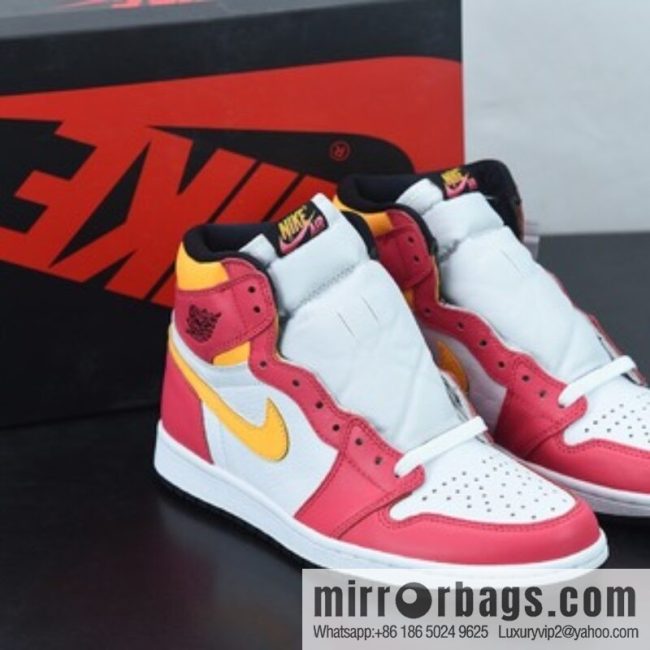 Air Jordan 1 Retro Hi OG \"Light Fusion Red\" AJ1 Joe 1 White Yellow Pink, High Top Culture Basketball Shoes 555088-603