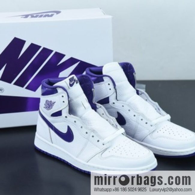 Air Jordan 1 Retro Hi OG \"Court Purple\" AJ1 Joe 1 White Purple, High Top Culture Basketball Shoes CD0461-151