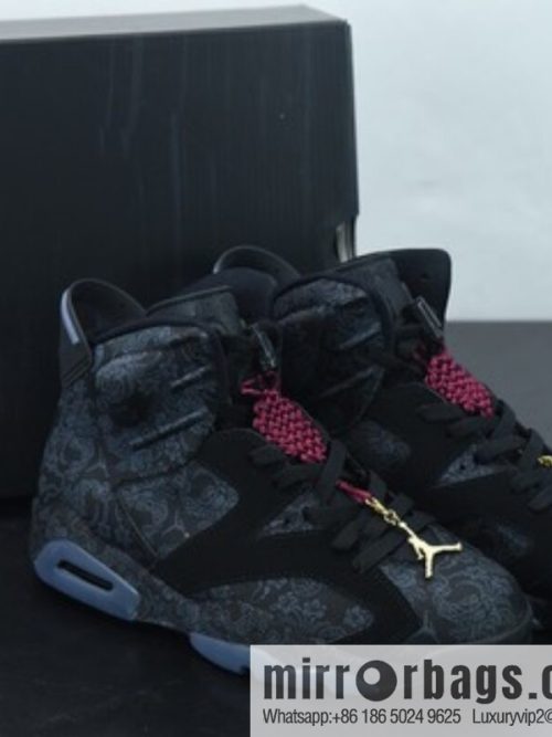 Air Jordan 6 SD WMNS \"Singles Day\" AJ6 black silk Chinese knot floral texture high-top basketball shoe, item number: DB9818-001