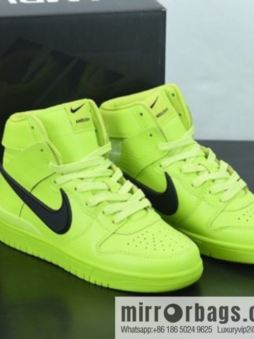 AMBUSH x SB Dunk High skate shoes high-top neon green big hook, item number: CU7544-300