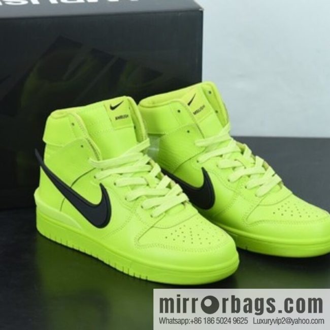 AMBUSH x SB Dunk High skate shoes high-top neon green big hook, item number: CU7544-300