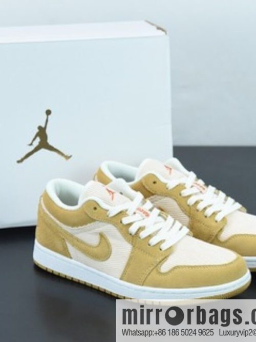 Air Jordan 1 AJ1 low beige yellow corduroy low-top basketball shoes item number: DH7820-700