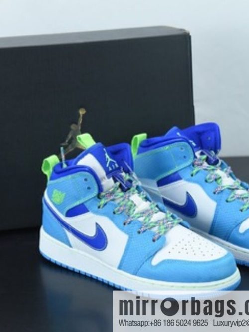 Air Jordan 1 Mid AJ1 Joe 1 blue and green middle help cultural basketball shoes, item number: DA8010-400