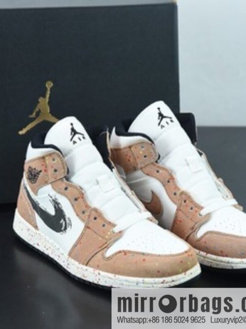 Air Jordan 1 Mid AJ1 Joe 1 watercolor ink fluorescent, Zhongbang basketball shoes, item number: DA8005-100