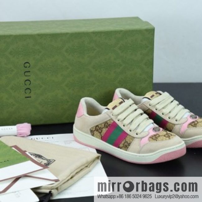 Gucci 2022 early spring the latest rhinestone models Distressed Screener sneakers Gucci small dirty shoes