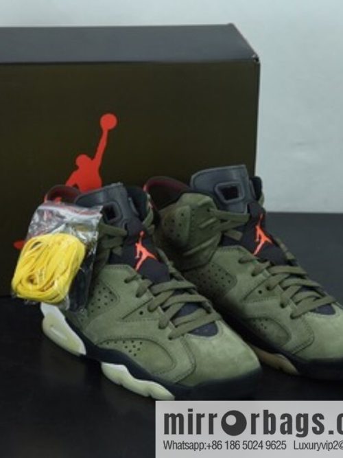 X00L6 Original Air Jordan 6 x TS joint AJ6 army green luminous men\'s high-top basketball shoes, item number: CN1084-200
