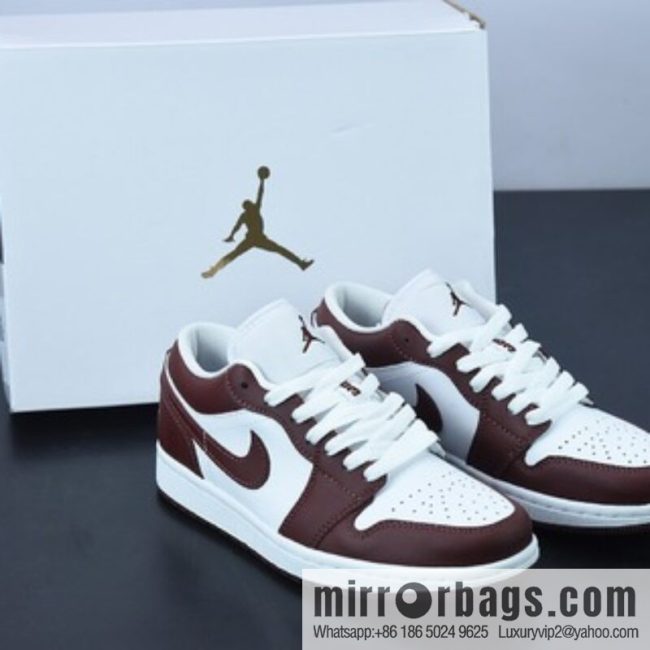 0D9D3 inspected version AJ1 Low Joe 1 burgundy white, low top basketball shoes DC0774-116