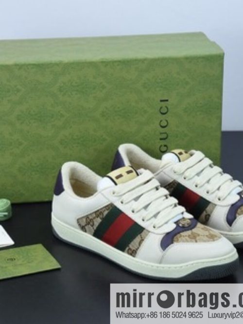 Gucci Gucci small dirty shoes series, pure original green box Distressed Screener sneakers classic prototype Vintage versatile old small dirty board shoes