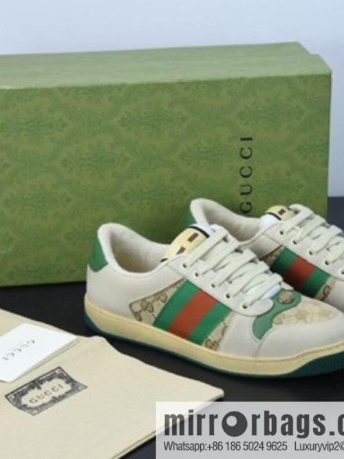 Gucci Gucci small dirty shoes series, pure original green box Distressed Screener sneakers classic prototype Vintage versatile old small dirty board shoes
