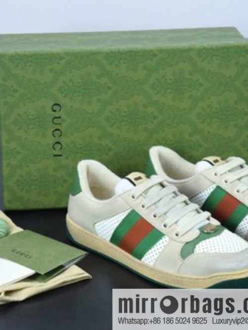 Gucci Gucci small dirty shoes series, pure original green box Distressed Screener sneakers classic prototype Vintage versatile old small dirty board shoes