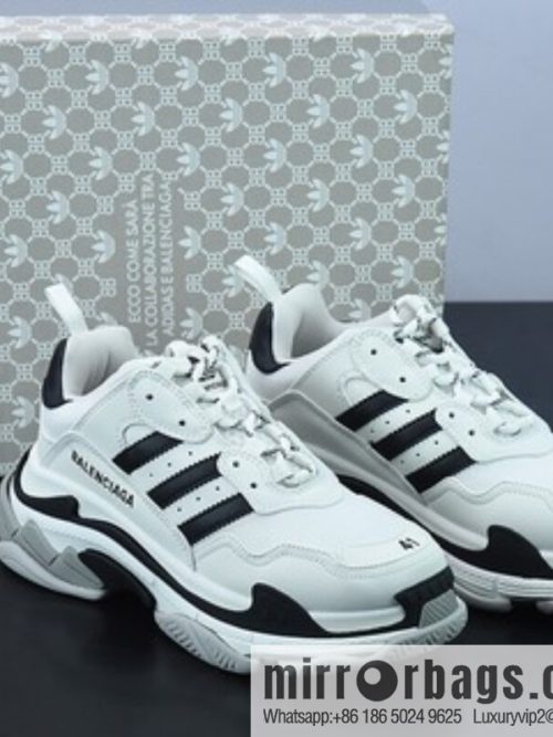 Adidas x Balenciaga Triple S Clear SoleSneaker \"White/Black\" Fashion Vintage Thickened Versatile Casual Sports Grandpa Sneakers 5504328000