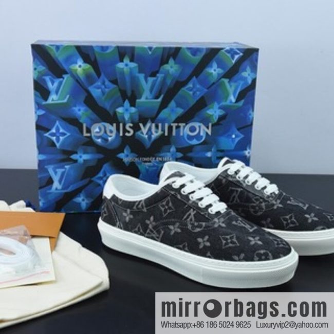 LV/Louis Vuitton G00H7 Donkey Home Series LV Denim Canvas Shoes, Denim Shoes