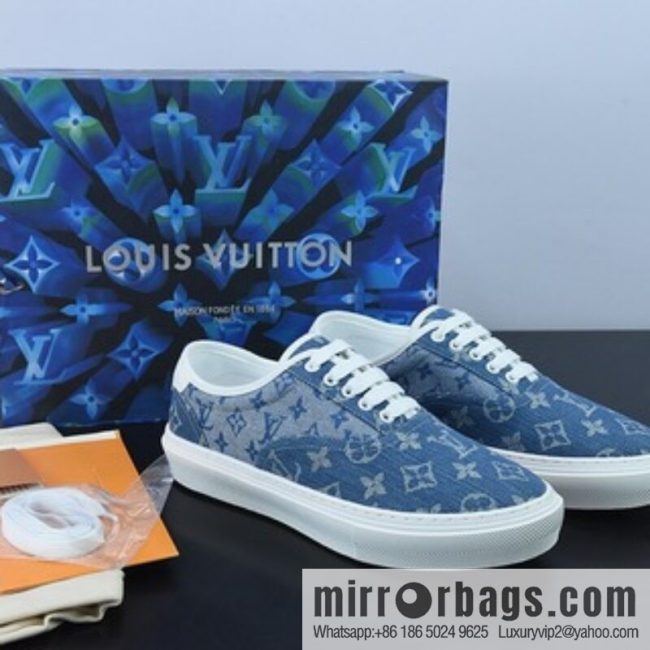 LV/Louis Vuitton G00H7 Donkey Home Series LV Denim Canvas Shoes, Denim Shoes
