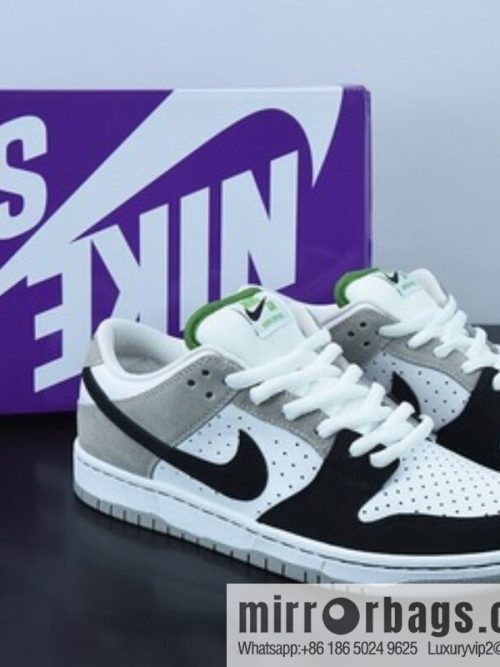 M00M5 pure original NK SB Dunk Low \"Chloroph yll\" gray-white-black, chlorophyll low-top casual sports skateboard shoes, item number: BQ6817-011