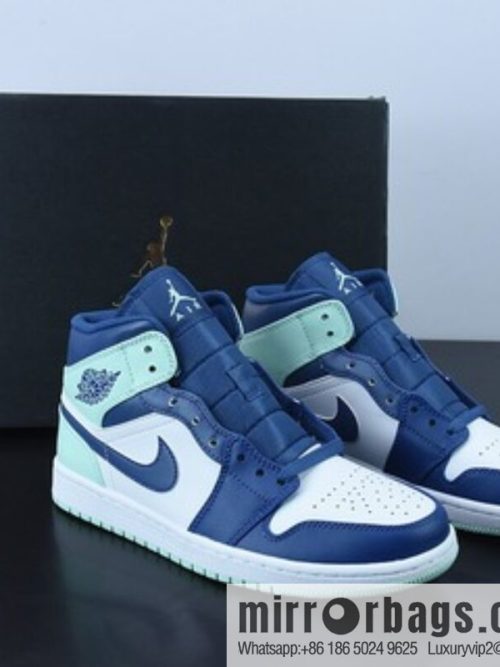 D01D4 Pure Original NK Air Jordan 1 Mid AJ1 Blue Mint, Joe 1 Zhongbang Culture Basketball Shoes, Item Number: 554724-413