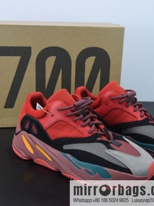 O08O5 pure original version Adidas originals Yeezy Boost 700 V2 \"Hi - Res Red\" dark red, low-top shock-absorbing dad shoes Unisex same style