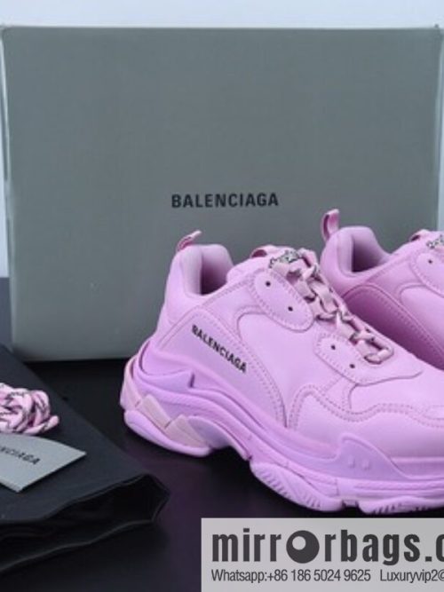 Balenciaga Triple S Clear Sole Sneaker \"Pink/Black LOGO\" Fashion Vintage Thickened Versatile Casual Sports Grandpa Sneakers 524039 W1FC3 9023