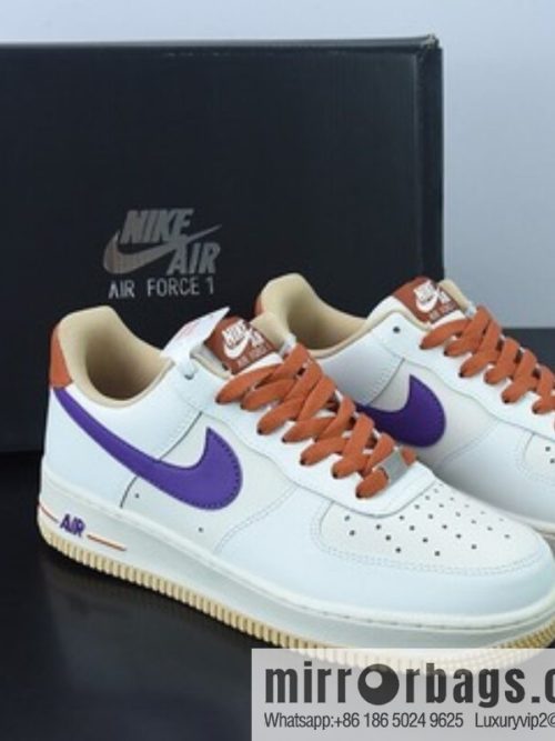 Nk Air Force 1 \'07 LV8 🥰 Milk White/Purple/Dark Orange \"Air Force One\" patchwork beige dark purple dark orange \"low-top sneakers Item number: CW3388-205