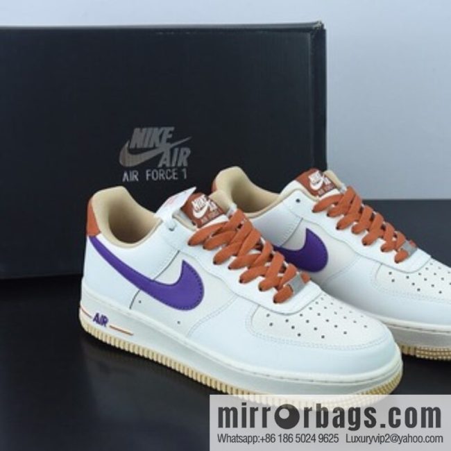 Nk Air Force 1 \'07 LV8 🥰 Milk White/Purple/Dark Orange \"Air Force One\" patchwork beige dark purple dark orange \"low-top sneakers Item number: CW3388-205