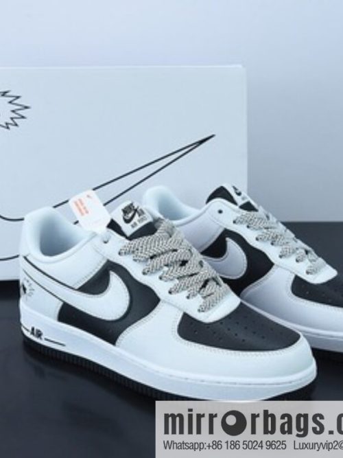 Nike Air Force 1 07 Low \"HEYTEA\" Air Force One low leather (fabric) white and black fried hair HEYTEA low-top sports running shoes item number: K08969-756