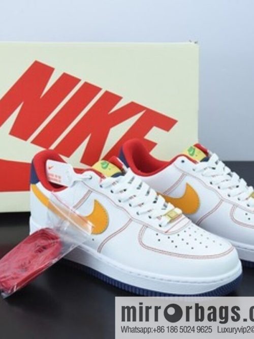 Nk Air Force 1 \'07 Low \"leather (fabric) white orange hook, Air Force No. 1 low-top casual board shoes, item number: AF1234-010