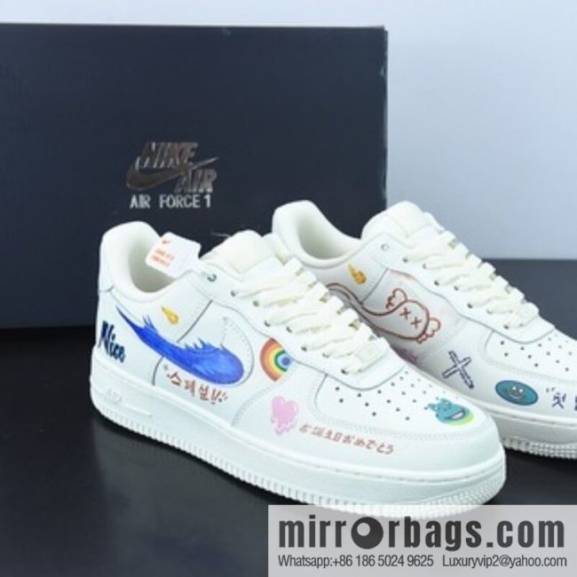 Nike Air Force 1 Low \'07 rainbow graffiti, Air Force One low-top casual board shoe item number: CW2288-333