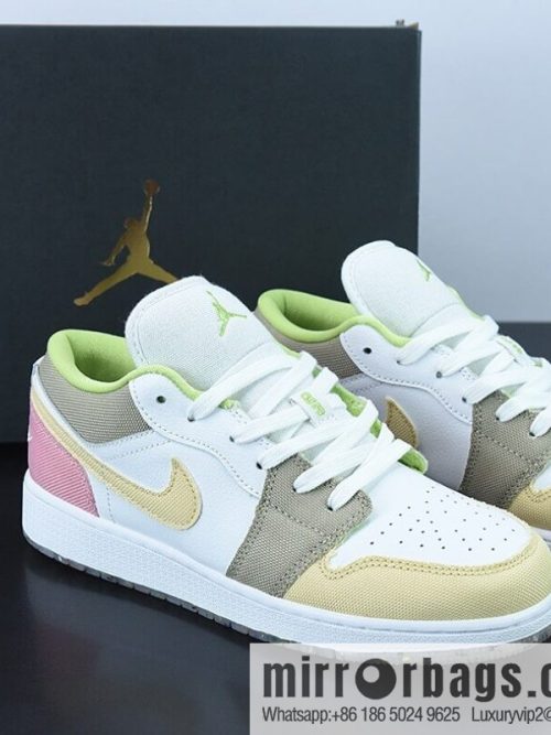 Pure Original Air Jordan 1 Low AJ1 white pink brown patchwork casual women\'s low help item number: DJ0341-100