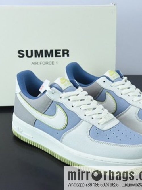 NK Air Force 1 \'07 Blue-Green Cloth Air Force One Low-Top Casual Board Shoes Size: DG2296-025