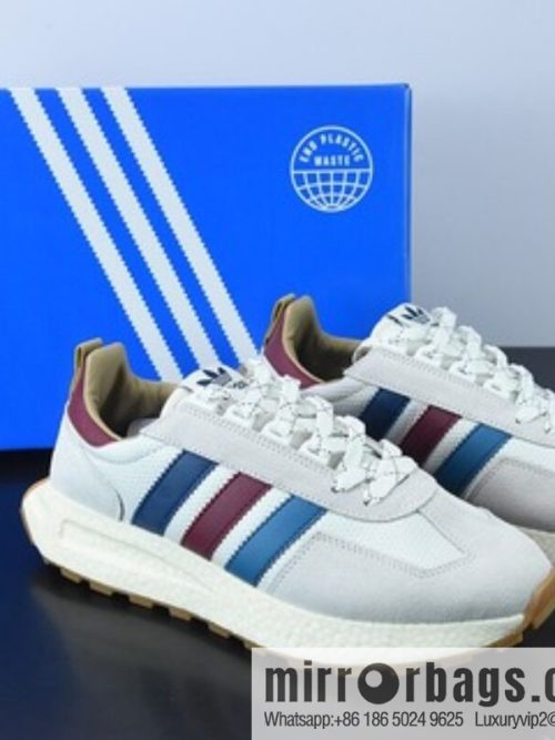 Adidas Originals Retropy Boost E5 series Vintage racing prototype generation \"leather (fabric) light gray dark blue burgundy\" sneakers GW1635