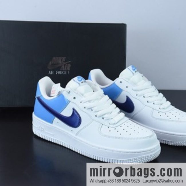 Nike Air Force 1 \'07 Low \"White/University Blue/Purple\" Air Force One Classic patchwork White North Carolina Blue Deep Purple Hook \"Low Top Sport, Item Number: DJ9942-400