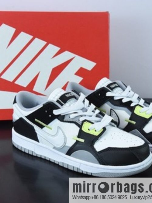 SB Dunk Scrap Low \"Wolf Grey\" Dunk Stitching Monster Series Low Top Classic Versatile Casual Sports Board Shoes \"White Wolf Gray Black Lemon Yellow\" Item Number: DC9723-001