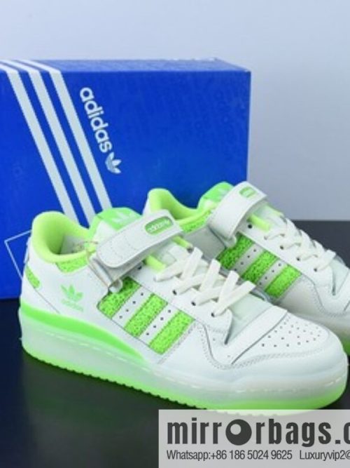 AD Adi Forum Low leather (fabric) white neon green polka dot low top sports and leisure board shoes FY8018