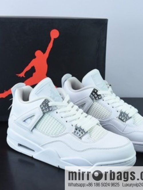 D0F1S5 Pure Original Air Jordan AJ4 Retro Pure White/White Cat Men\'s sneakers Part Number: 308497-100