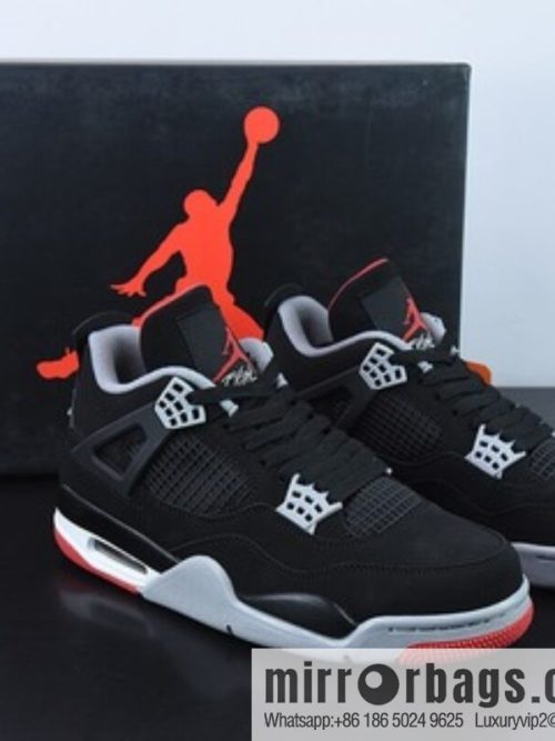 Air Jordan 4 Retro \"Bred\" AJ4 new black and red men\'s sneakers item number: 308497 060
