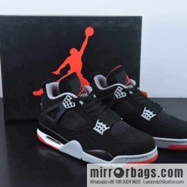 Air Jordan 4 Retro \"Bred\" AJ4 new black and red men\'s sneakers item number: 308497 060
