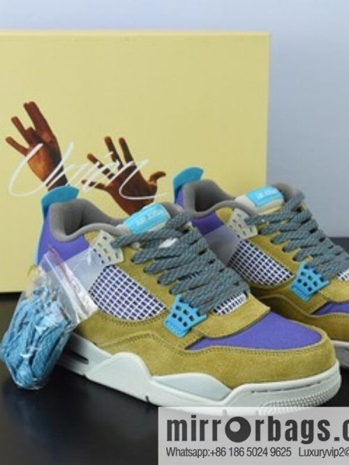 D0F1S5 pure original Air Jordan 4 AJ4 brown yellow purple Union LA joint men sneakers desert moss 30th anniversary item number: DJ5718 300