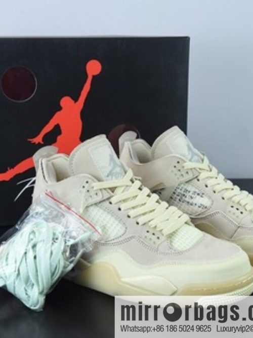 Off-White ™ x Air Jordan AJ4 Retro \"Cream/Sail\" \"OW joint white sail\" sneakers Item number: CV9388-100