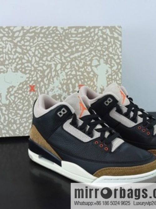 L00H6 Pure Original Air Jordan 3 Retro aj3 Black Brown, Elephant Men\'s Sneakers CT8532-008