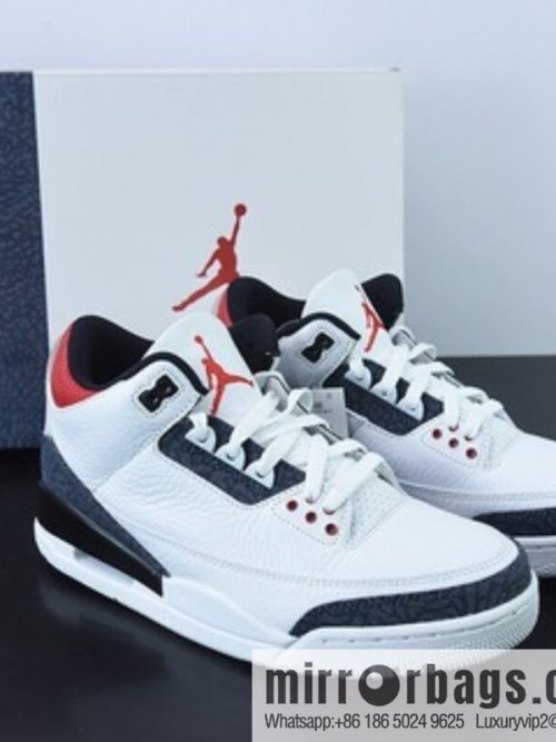 Air Jordan 3 SE-T Denim Fire Red AJ3 Flame Red, Japanese men\'s sneakers