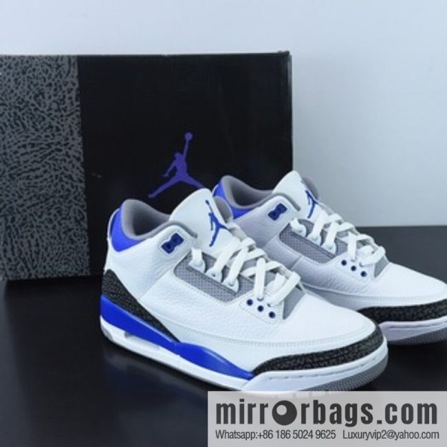 Air Jordan 3 Retro \"Racer Blue\" AJ3 Racing Blue, White Blue Men\'s sneakers CT8532-145