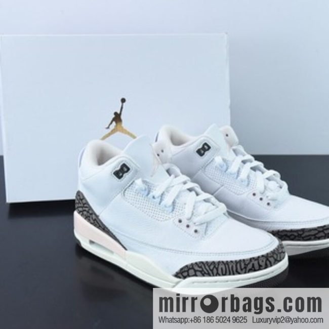 L00H6 pure original Air Jordan 3 Retro aj3 white brown powder, Sakura Unisex same sneakers CK9246-102