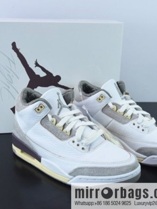 L00H6 Pure Original A Ma Maniére x Air Jordan 3 Retro SP \"Medium Grey\" Beige Grey Men\'s sneakers